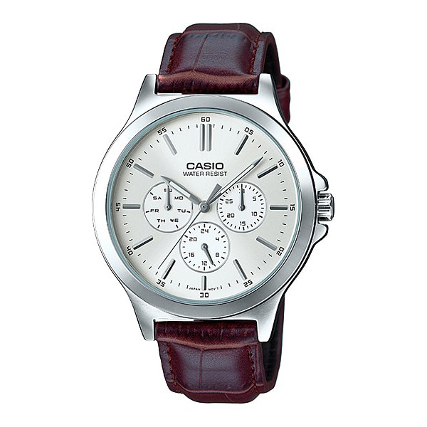Casio Original Pria MTP-V300L-7AUDF Leather Strap