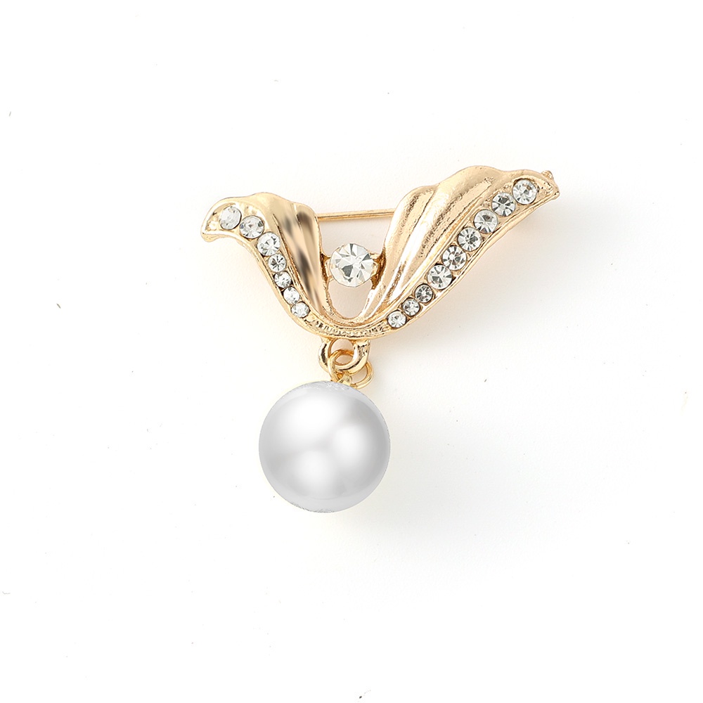 1 Pc Bros Pin Bentuk Pita Besar Aksen Mutiara Untuk Aksesoris Pernikahan Wanita-#5