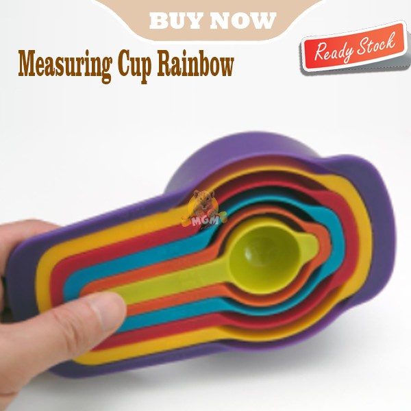 Sendok takar rainbow mangkok Ukur measuring cup 6pc pelangi 1CUP MAX