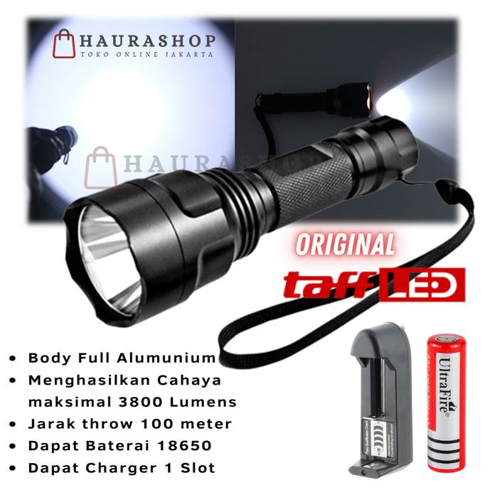 Senter LED CREE Tactical Q5 Super Terang Anti Air 3800 Lumens