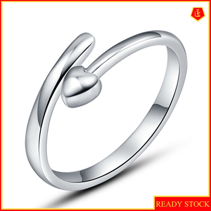 [Ready Stock]Women's Korean-Style Heart-Shaped Silver Ring
