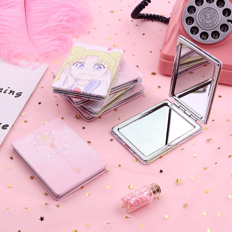 Portabel Lipat Cermin Mini Stainless Steel Logam Kosmetik Makeup Saku Cermin untuk Makeup