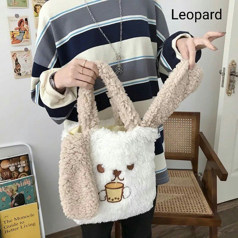 Tas Totebag kelinci bulu lucu imut Totebag Bulu TOTE BONEKA