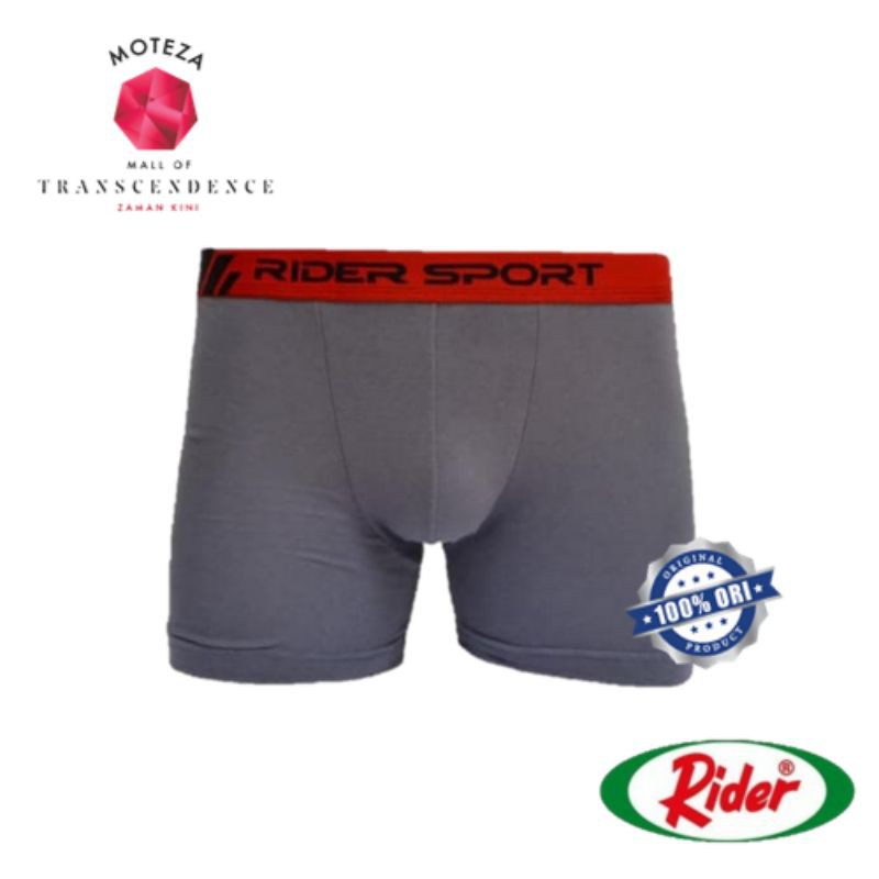 Celana Dalam Pria Boxer - RIDER Sport R763B R 763 - Hitam / Abu Polos