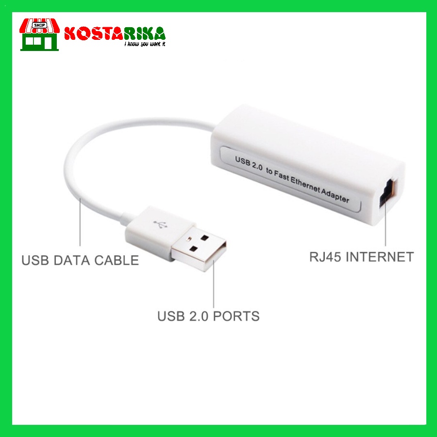 Converter Usb 2.0 to lan ethernet cable 100Mbps Konektor Usb To Internet rj45 Adapter