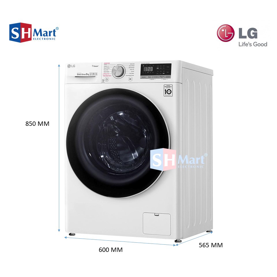 MESIN CUCI LG FV1409S4W FRONT LOADING 9 KG INVERTER SMART THINQ WIFI