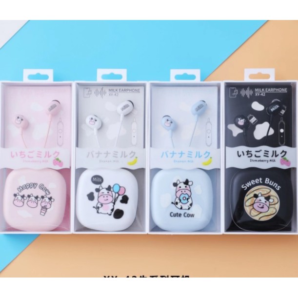 [XY-42] Headset Earphone Motif Gambar SAPI COW Imut Lucu / Wadah Earphone Karakter Kartun Sapi Kerbau Solid