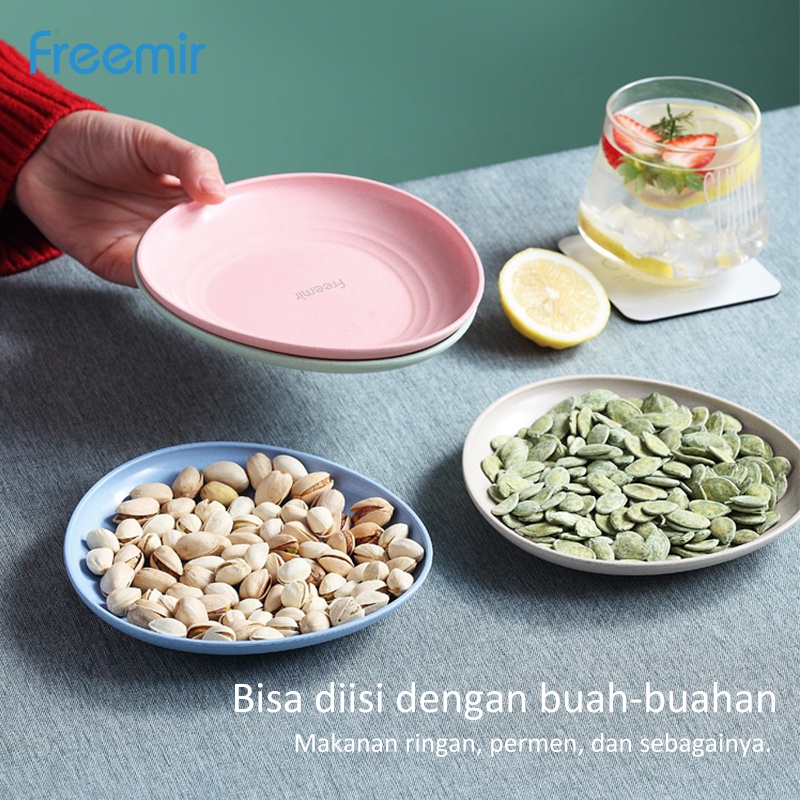 Freemir Set 4 pcs Piring Telur 26cm Piring Makan Oval Wheat Straw BPA Free Mix Warna Set 4 Pcs Free-7