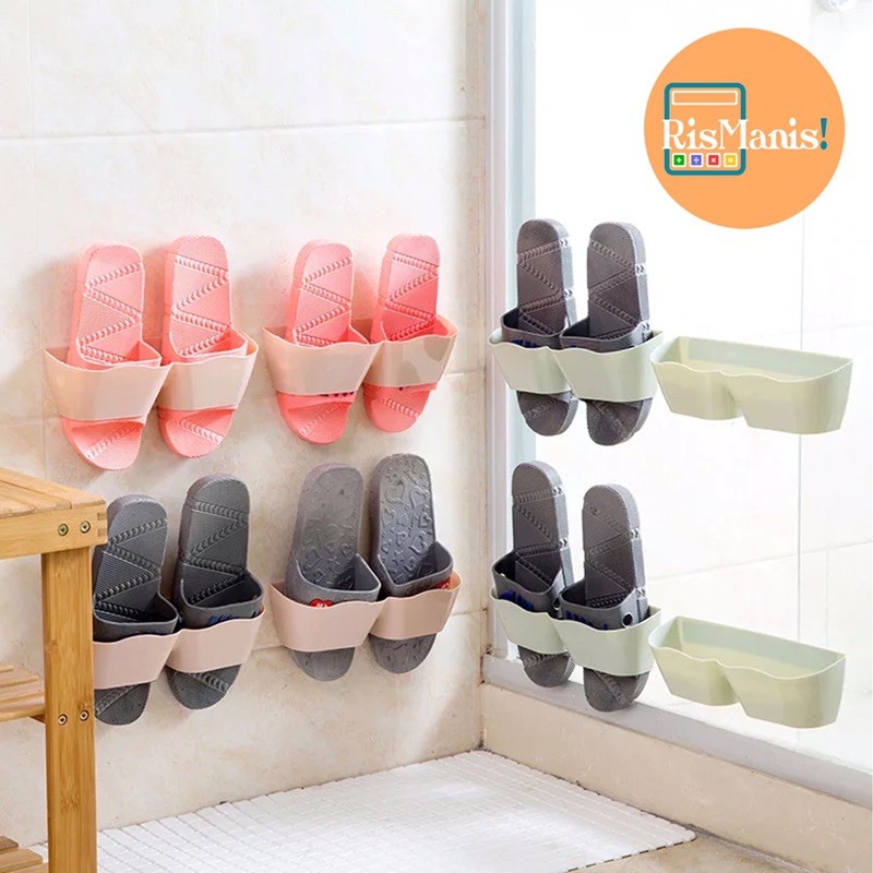 WALL SHOES HOLDER - Rak Tempat Sandal Organizer Sepatu Portable Tempel Tembok Dinding Lem Perekat Kuat Bahan Plastik Kokoh