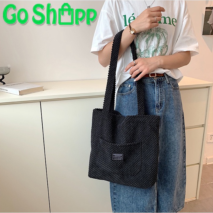 Tas Tote Bag Corduroy Besar Premium Pria Wanita Import Fashion Korea Terbaru - Totebag Kuliah Jumbo Unisex - Tas Wanita Totebag Aesthetic Kekinian [TE07]