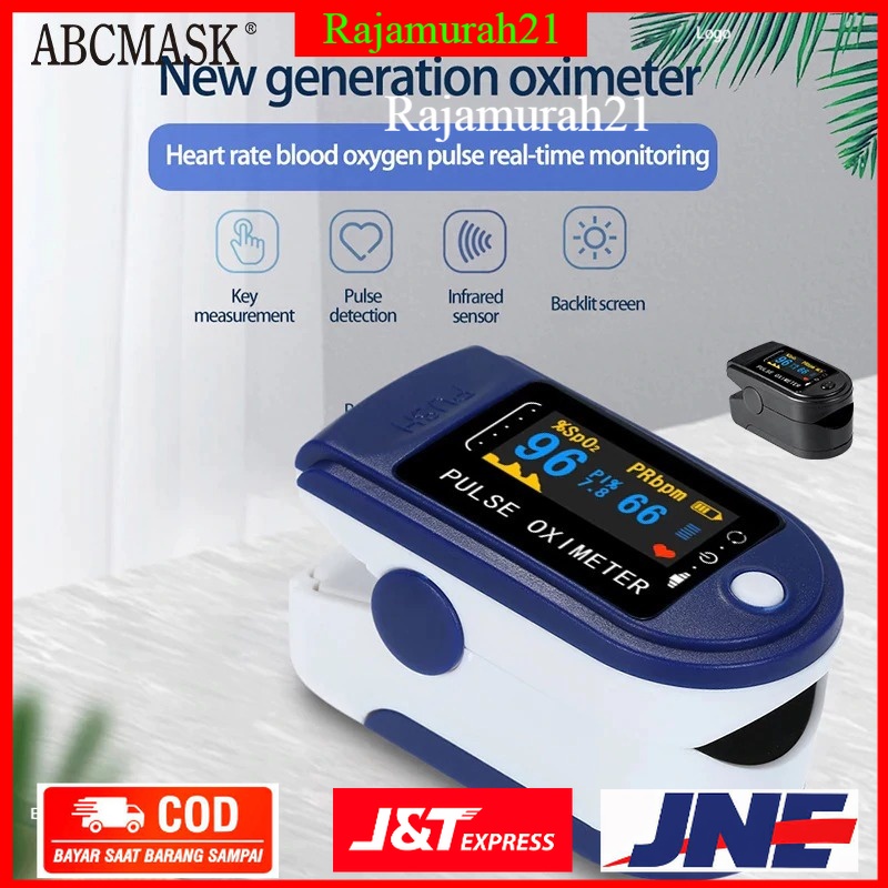 ABCMASK Alat Pengukur Detak Jantung Kadar Oksigen Fingertip Pulse Oximeter - White/Blue - 7RHR7UWB