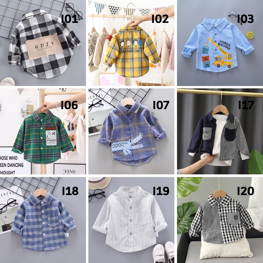 ByKiddos - Kemeja Import Anak Laki Laki Motif Lengan Panjang Bahan Adem High Quality Fashion / Kemeja Import Bayi Part 1