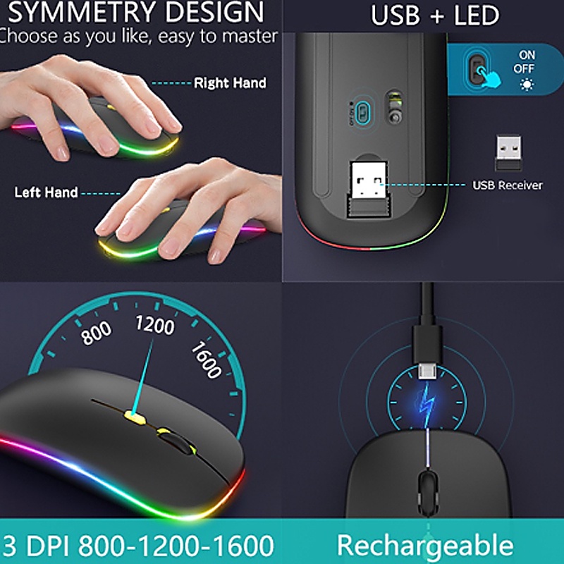 New bluetooth dual-mode wireless mouse charging mute computer notebook office gaming luminous mouse 2.4G