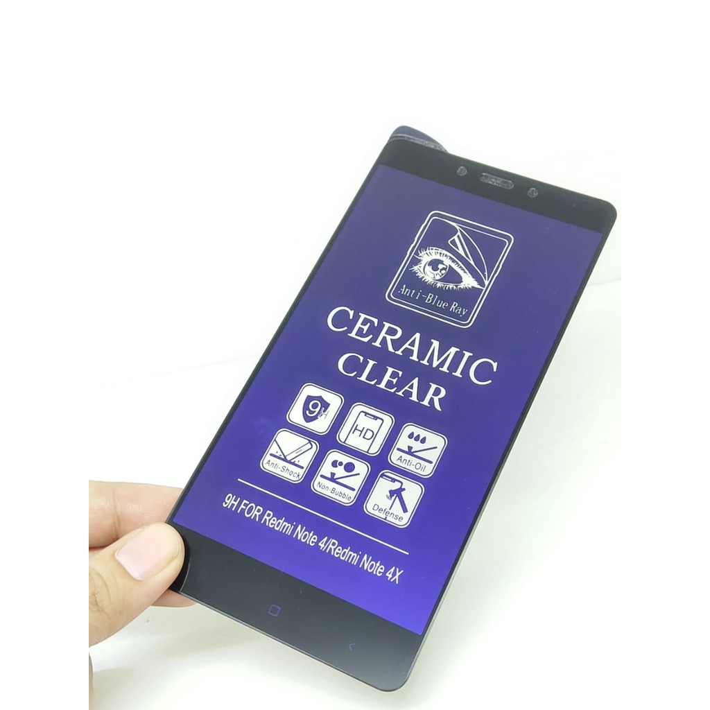 Ceramic CLEAR ANTI BLUE Redmi Note 4 Mediatek 5.5 inch Screen Protector Full Layar Anti Broken