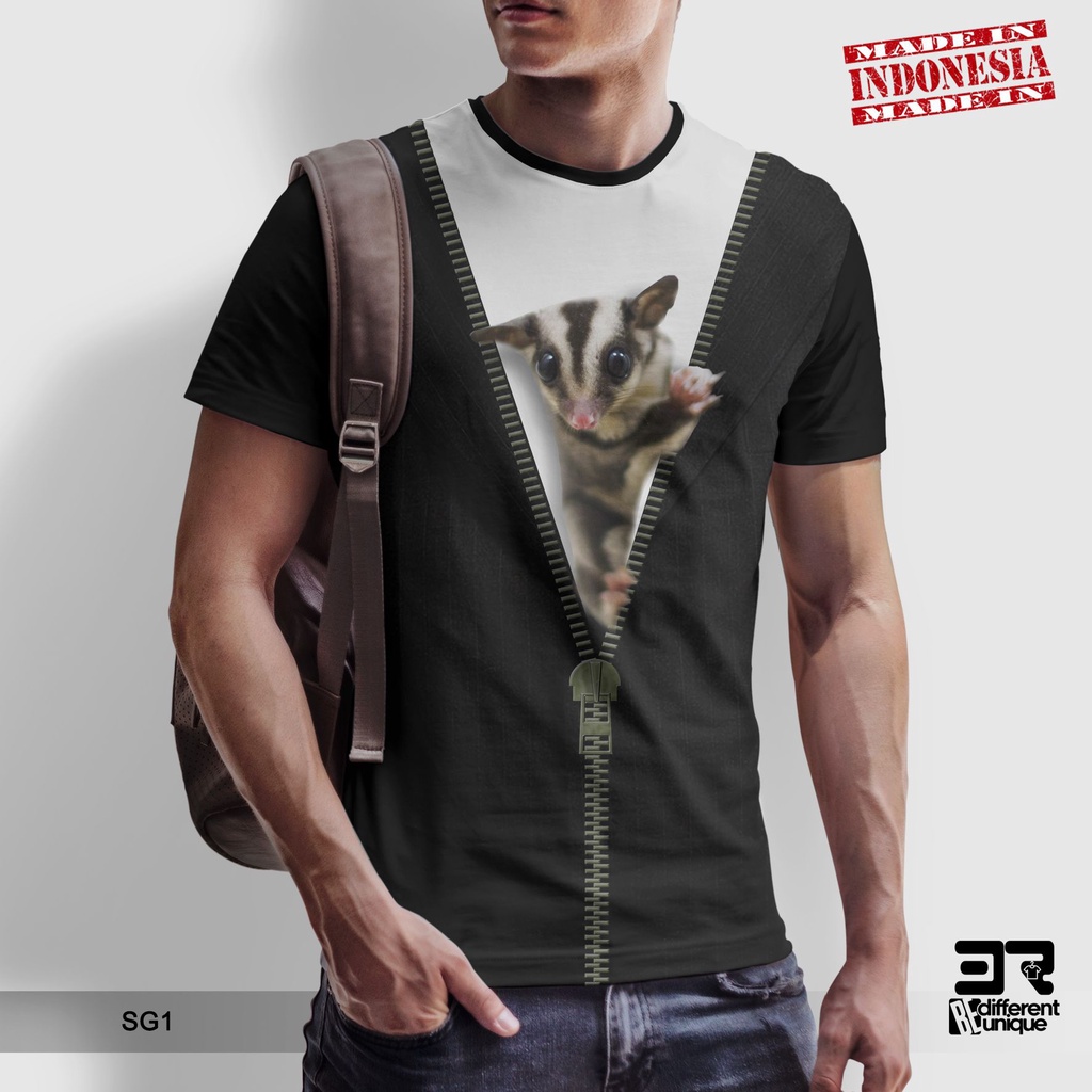 [ COD ] KAOS PRINTING GAMBAR SUGAR GLIDER  1 - BAJU DISTRO ORIGINAL MOTIF HEWAN LUCU MAMALIA SG TUPA
