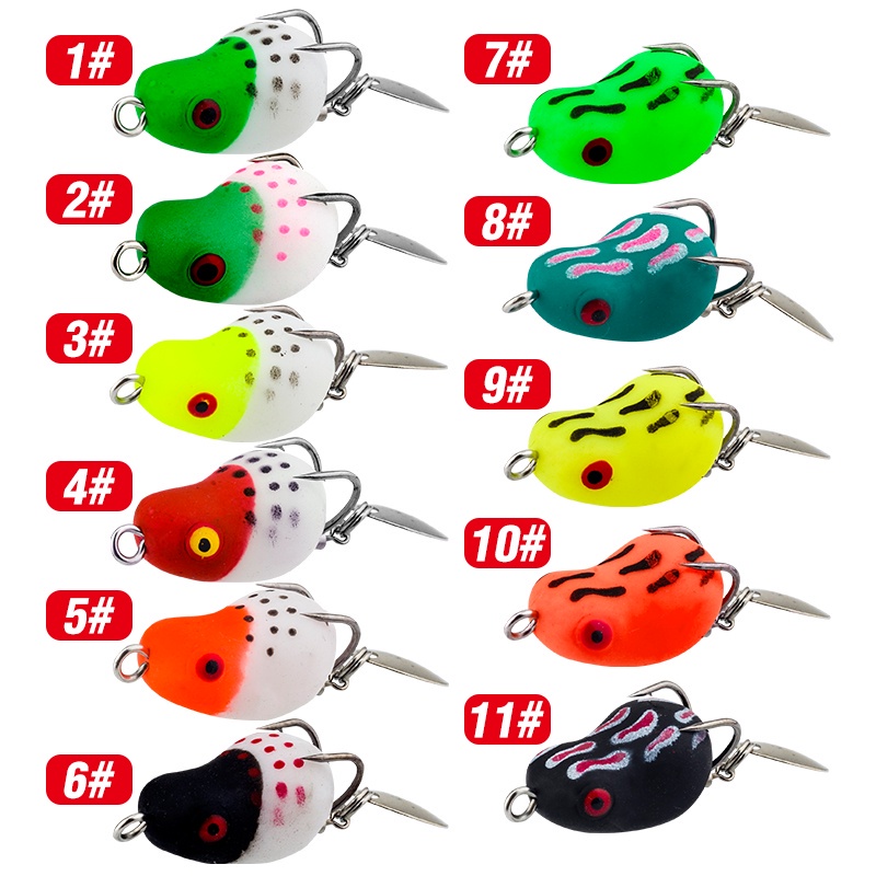 1 Pc Umpan Pancing Soft Bait Bentuk Katak Bahan Plastik Ukuran 2.5cm / 3.2g 11 Warna