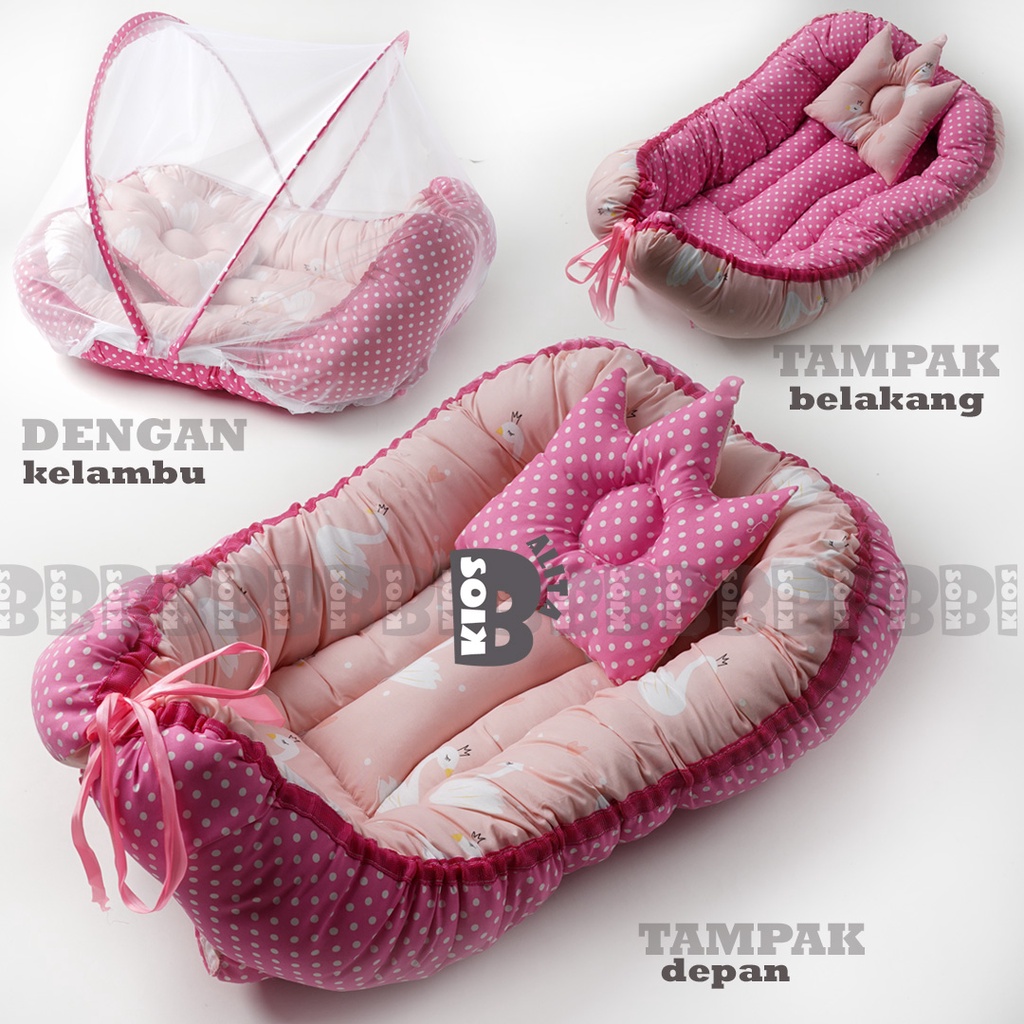 kasur bayi baby nest kelambu free bantal peyang crown / kasur bayi kelambu tempat tidur bayi perahu