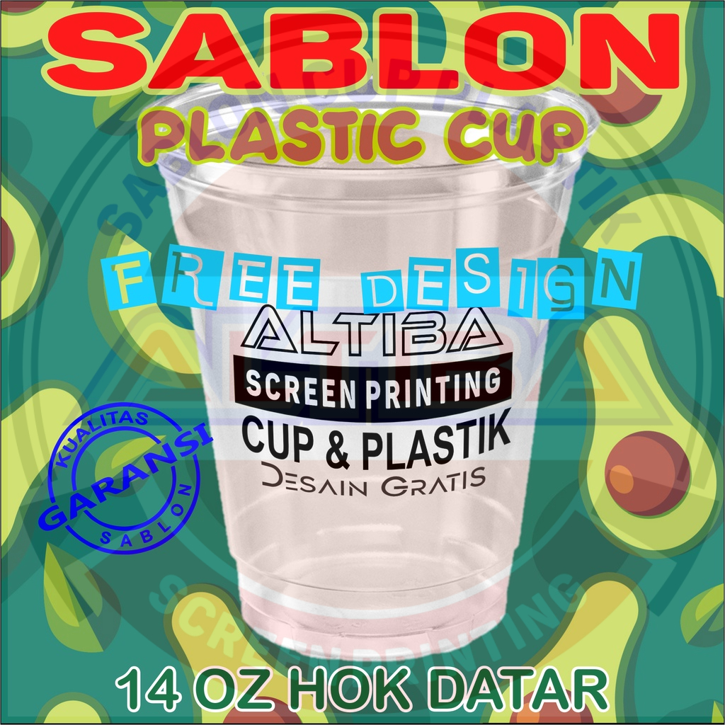Sablon custom Cup 14 OZ  Datar Merk HOK, Custom cup 14 oz datar, cup 14 oz datar custom