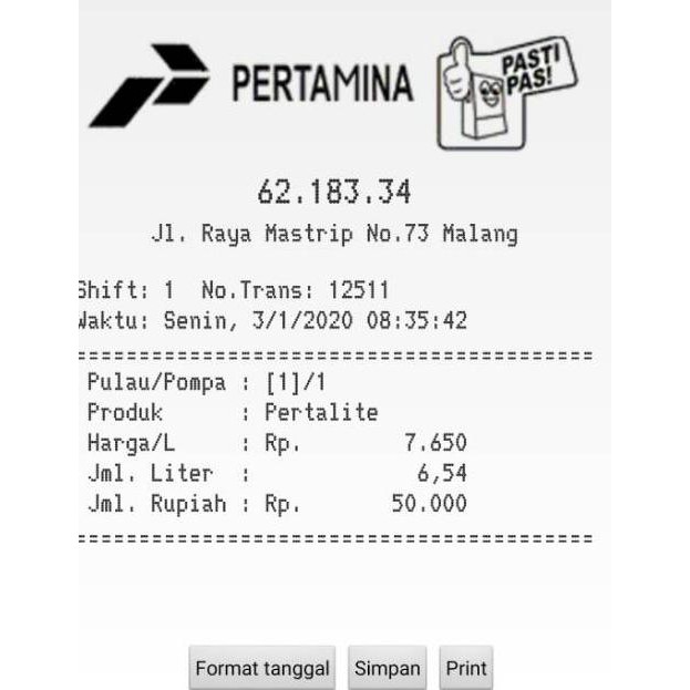 Aplikasi Cetak Struk Spbu Hp Android Apk Buy 1 Free 1 Kode 6557 Shopee Indonesia