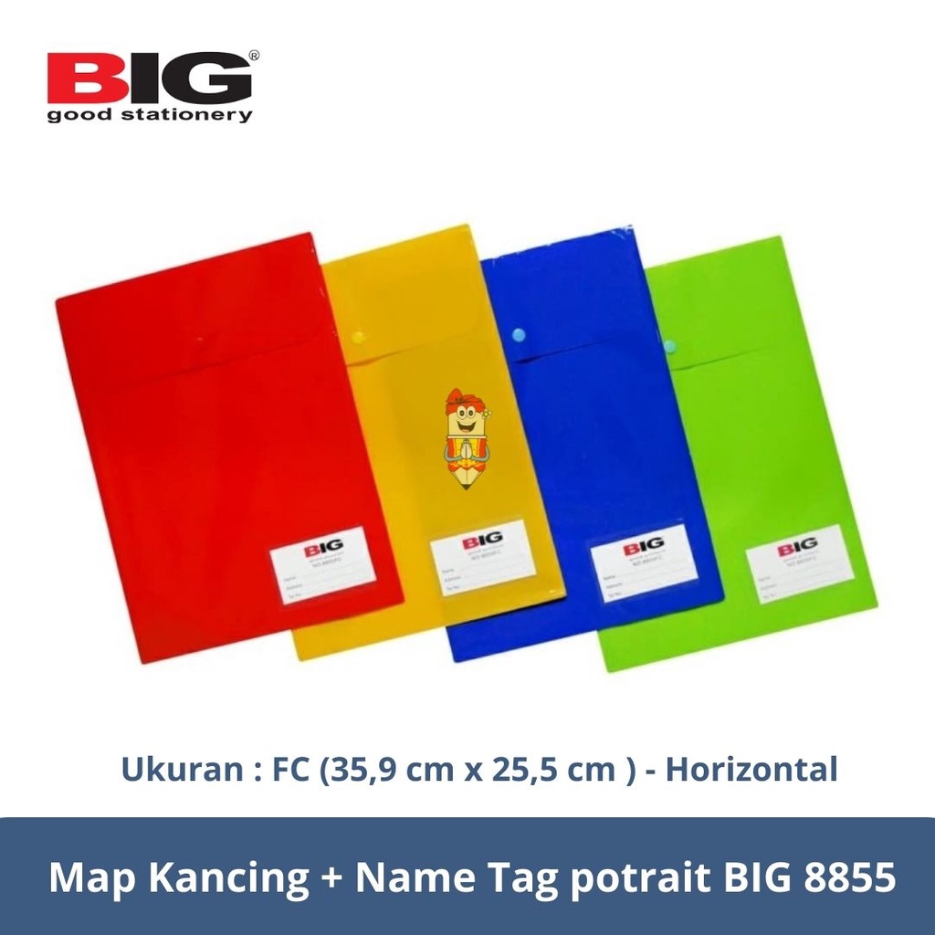 

Map Kancing / Map file / map plastik + Name Tag Potrait BIG 8855