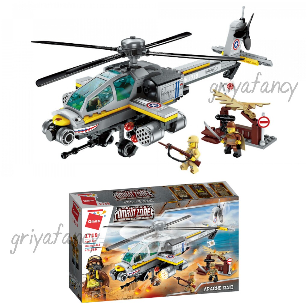 Lego Qman Combat Zones Fire 1719 Apache Raid Pesawat Tempur