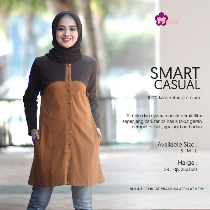 Tunik Kaos Katun Premium Mutif M 148 Smart Casual/ Baju Atasan Wanita Cantik Fashion Muslim Original