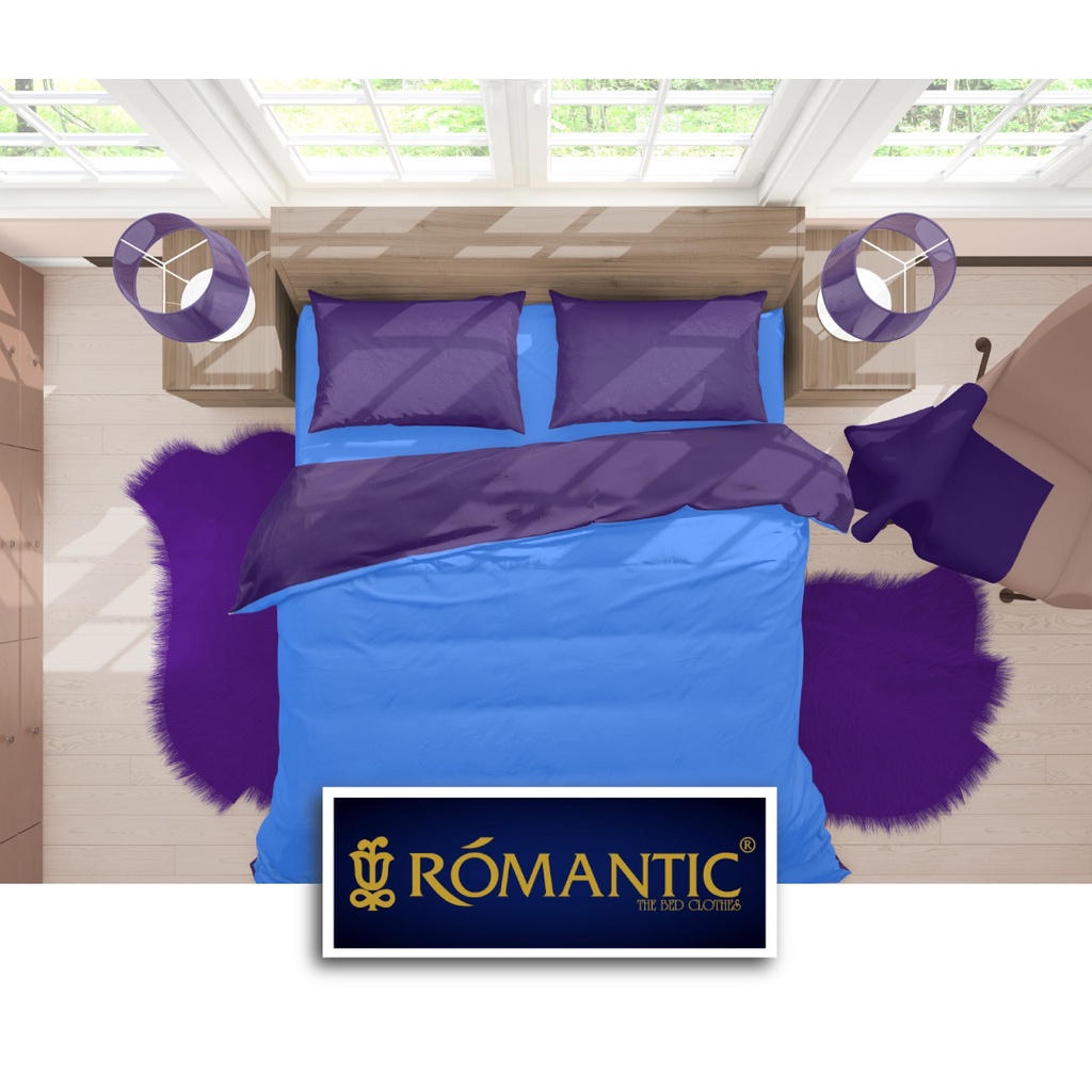 Two Tone Bedcover ROMANTIC Ungu x Biru aesthetic Bandung