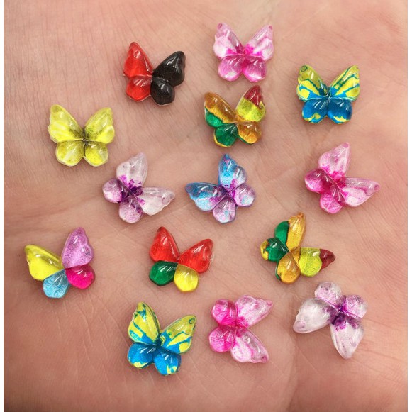 30Pcs Hiasan Kupu-Kupu Resin Flat back 10mm Untuk DIY Craft / Scrapbook / Pernikahan