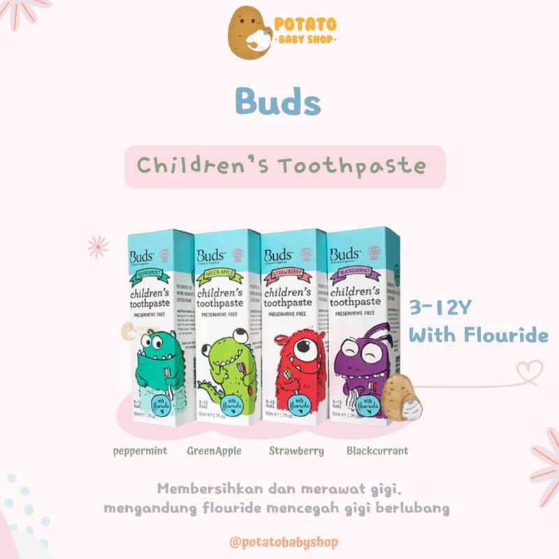 Buds Oralcare Organics -  Toothpaste with Fluoride ( 3-12 Years ) Odol