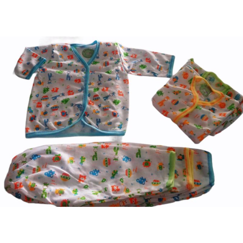 Stelan Baju Panjang Bayi 1-12 Bulan Motif Warna