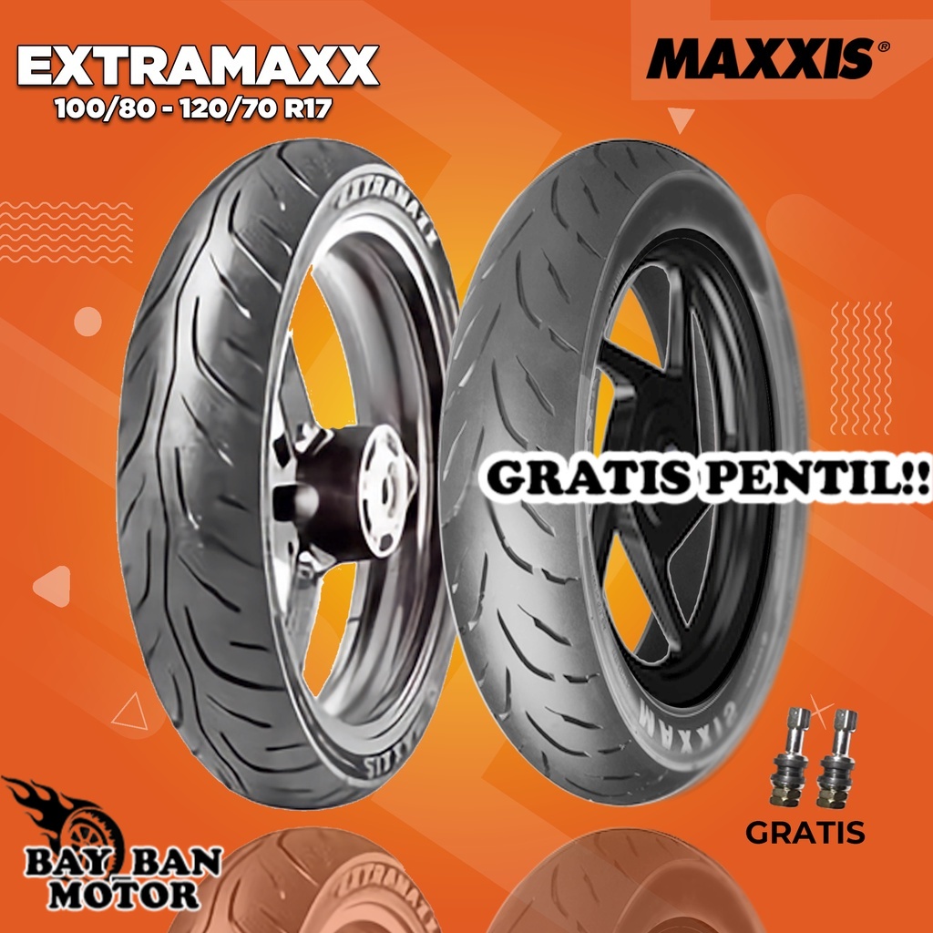 Paket Ban Motor Moge // MAXXIS EXTRAMAXX 100/80 - 120/70 Ring 17 Tubeless ban motor tubles ring 17 tubles