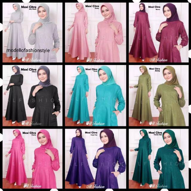 Clara - Dress Gamis Katun 100% Polos Emboss S M L XL Jumbo Ungu muda terong hijau ijo mint toska bot