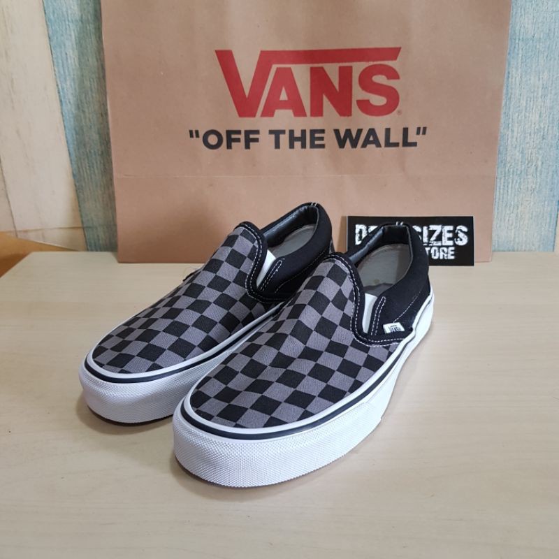 Vans Slip On Checkerboard Pewter Original BNIB 100% Free Paper Bag Vans