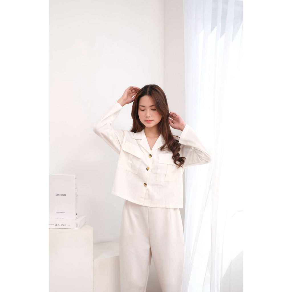 FWR - CROPTY BASIC LINEN CRINKLE SHIRT 2419