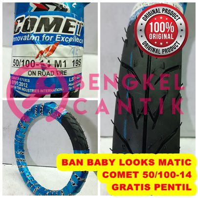 Ban 50/100 velg ring 14 merk comet tubeless tubetype