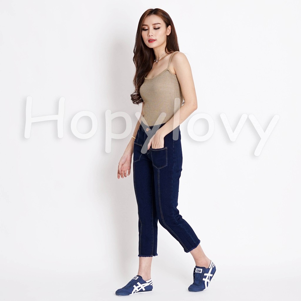 HOPYLOVY - Celana Boyfriend Wanita BF Jeans Kantong Depan Theola