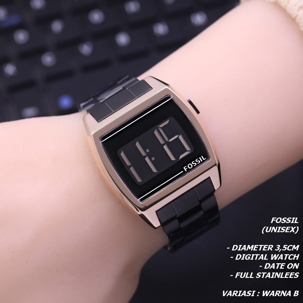 JAM TANGAN UNISEX FASHION RANTAI BODY SEGI TANGGAL AKTIF