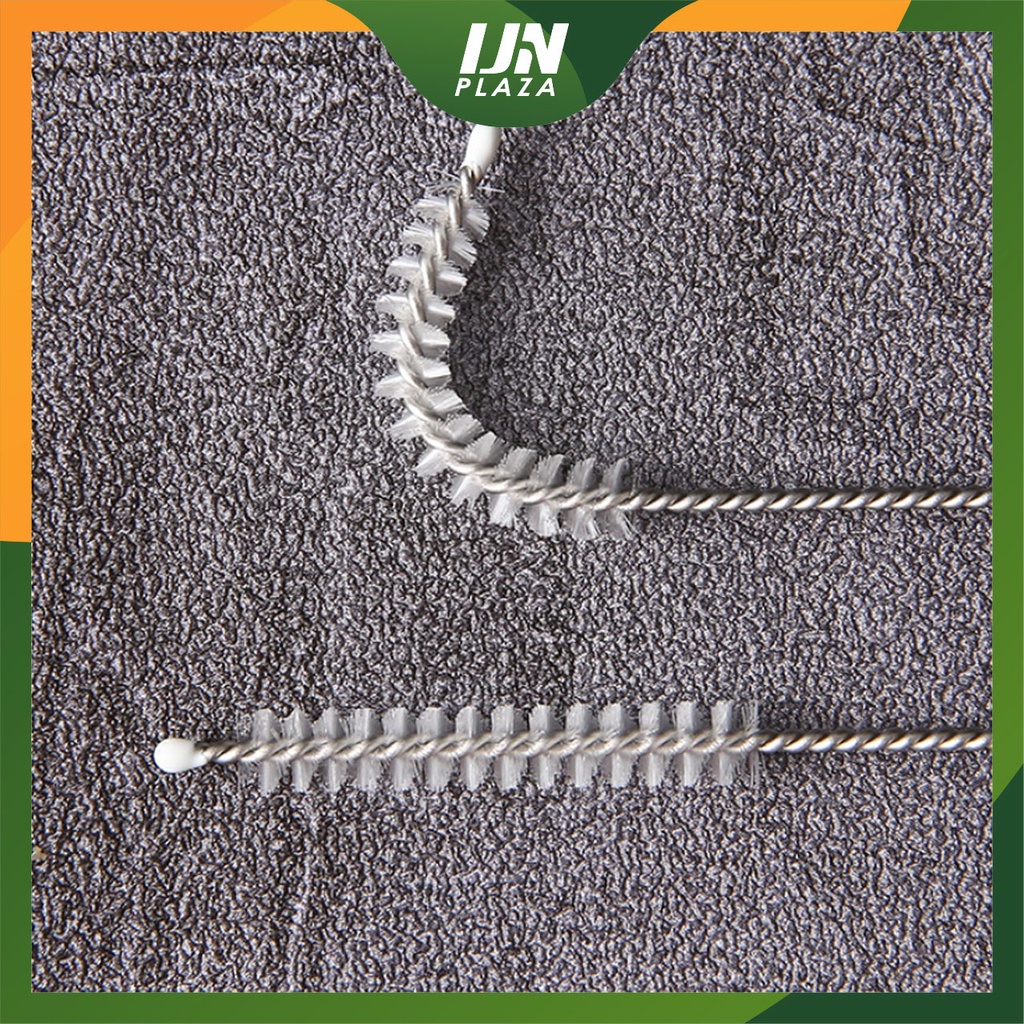 ❤ IJN ❤ Sikat Sedotan Stainless Steel Brush Straw Kawat Bengkok Lurus Panjang Alat Pembersih Gelas Bulu Halus