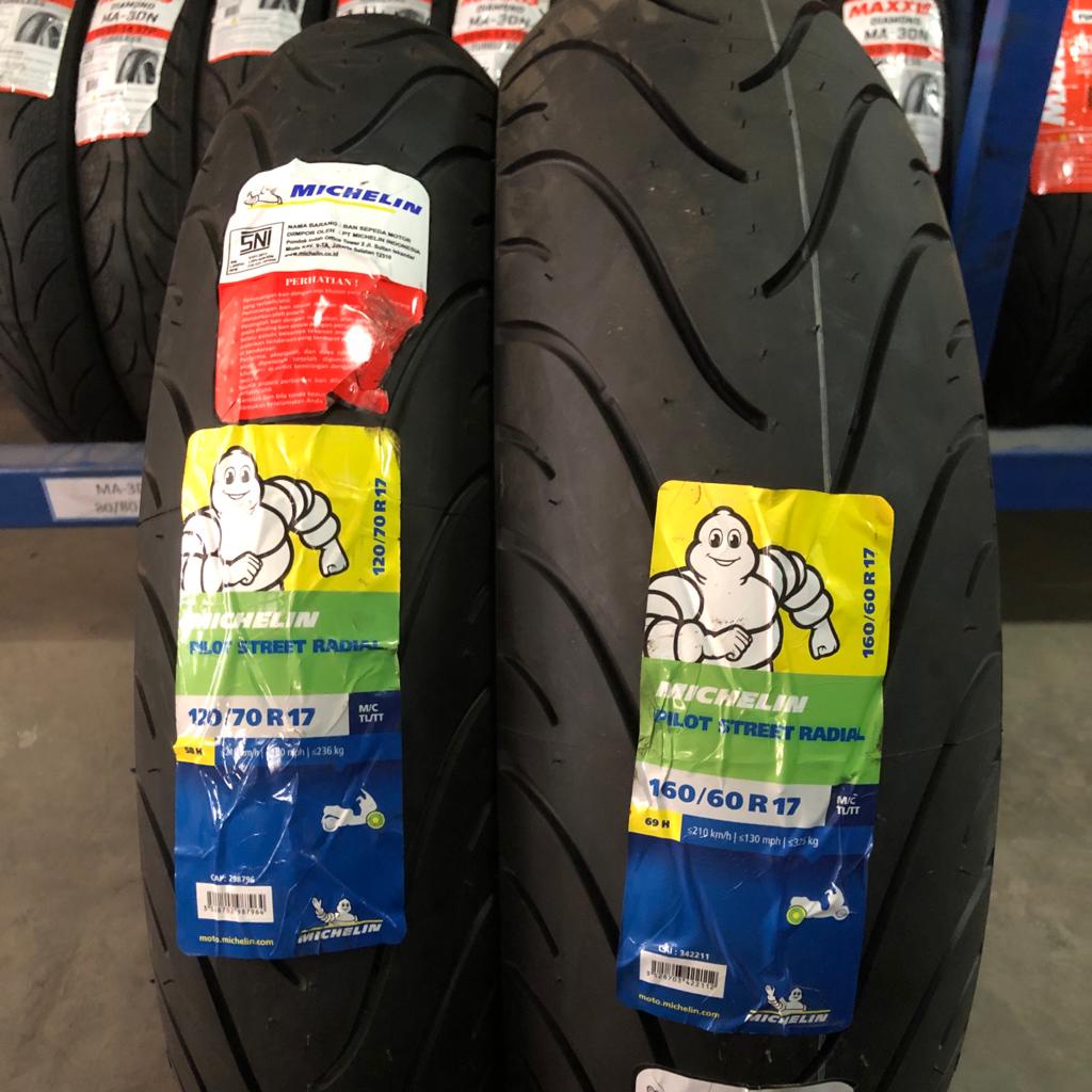 Ban Sport sepasang Michelin Pilot Street Radial 120 70 &amp; 160 60 17 Tubeless