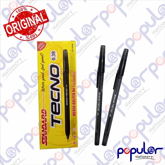 

Ballpoint / Pulpen / Pena Standard Tecno 0.38 - Hitam / Biru