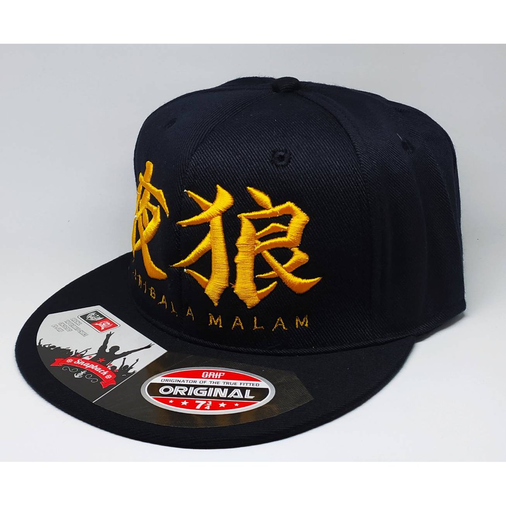 Topi Hip Hop Snapback SERIGALA MALAM cloting bordir