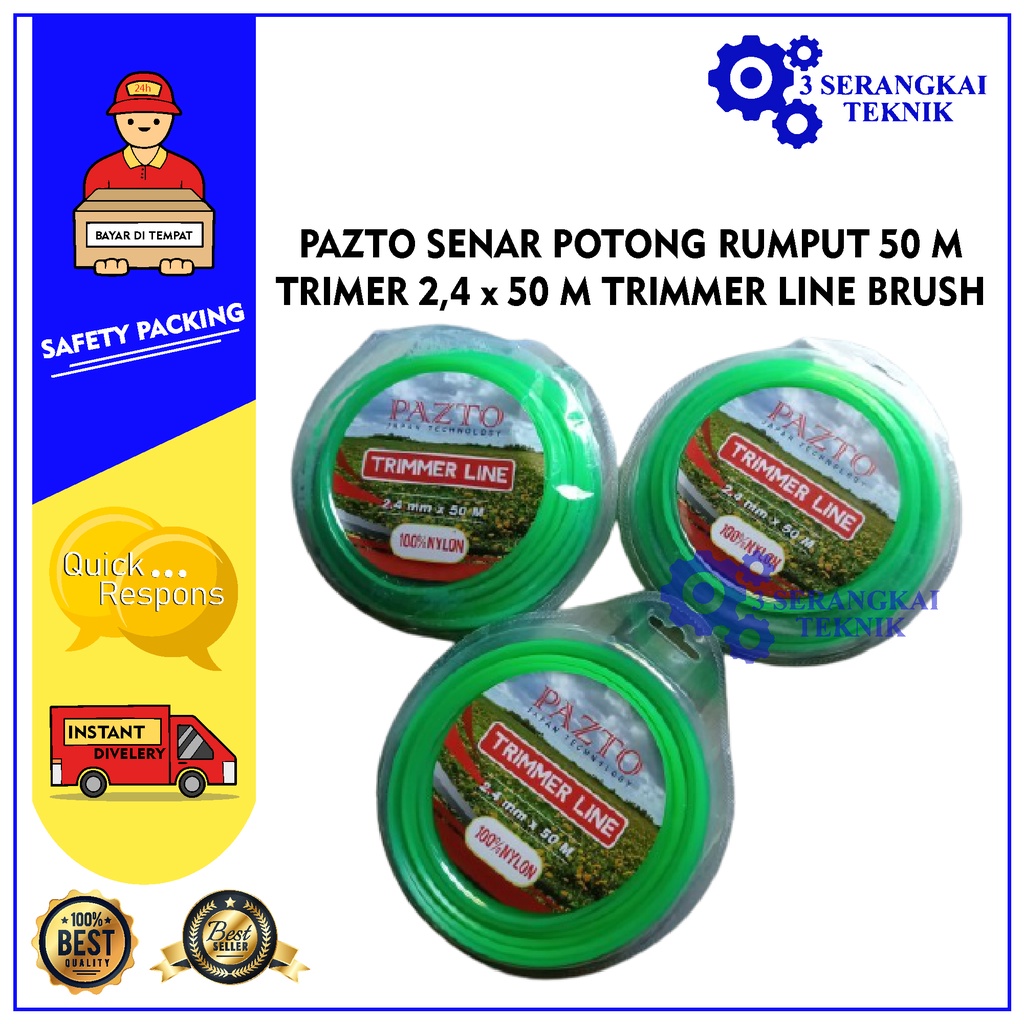 PAZTO SENAR POTONG RUMPUT 50 M TRIMER 2,4 x 50 M TRIMMER LINE BRUSH