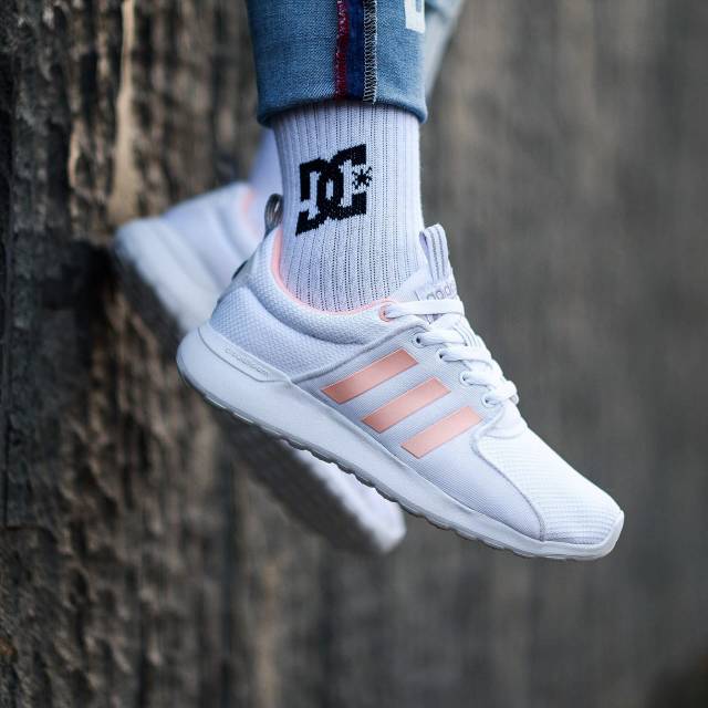 ADIDAS CLOUDFOAM LITE RACER WHITE PEACH Sepatu sneakers running olahraga gym fitness sepatu putih