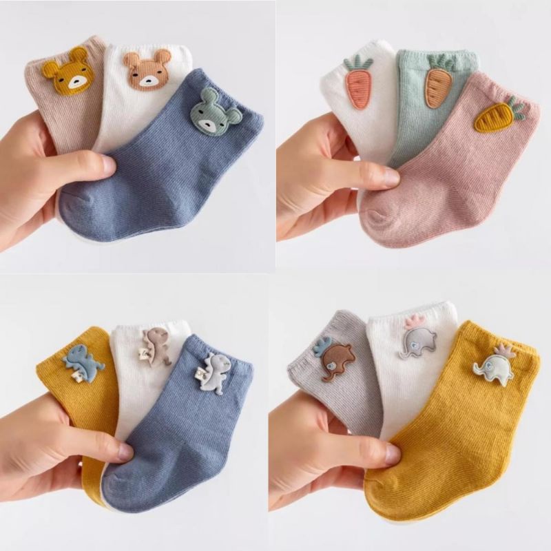 Kaos Kaki Anak Bayi isi 3 Pasang Lucu Kaos kaki bayi karakter 3pcs