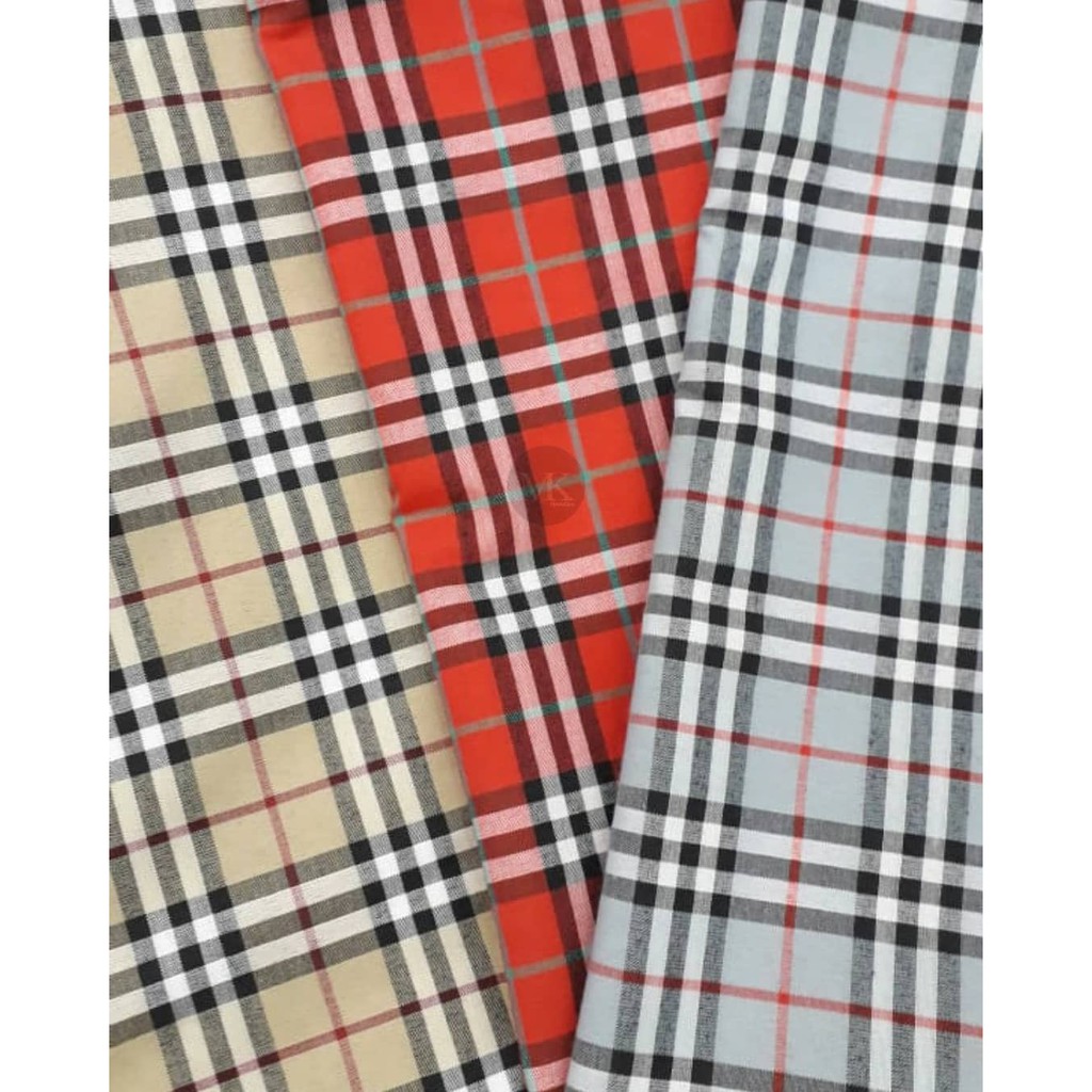 Kain Katun Burberry Motif Modern Meteran Roll