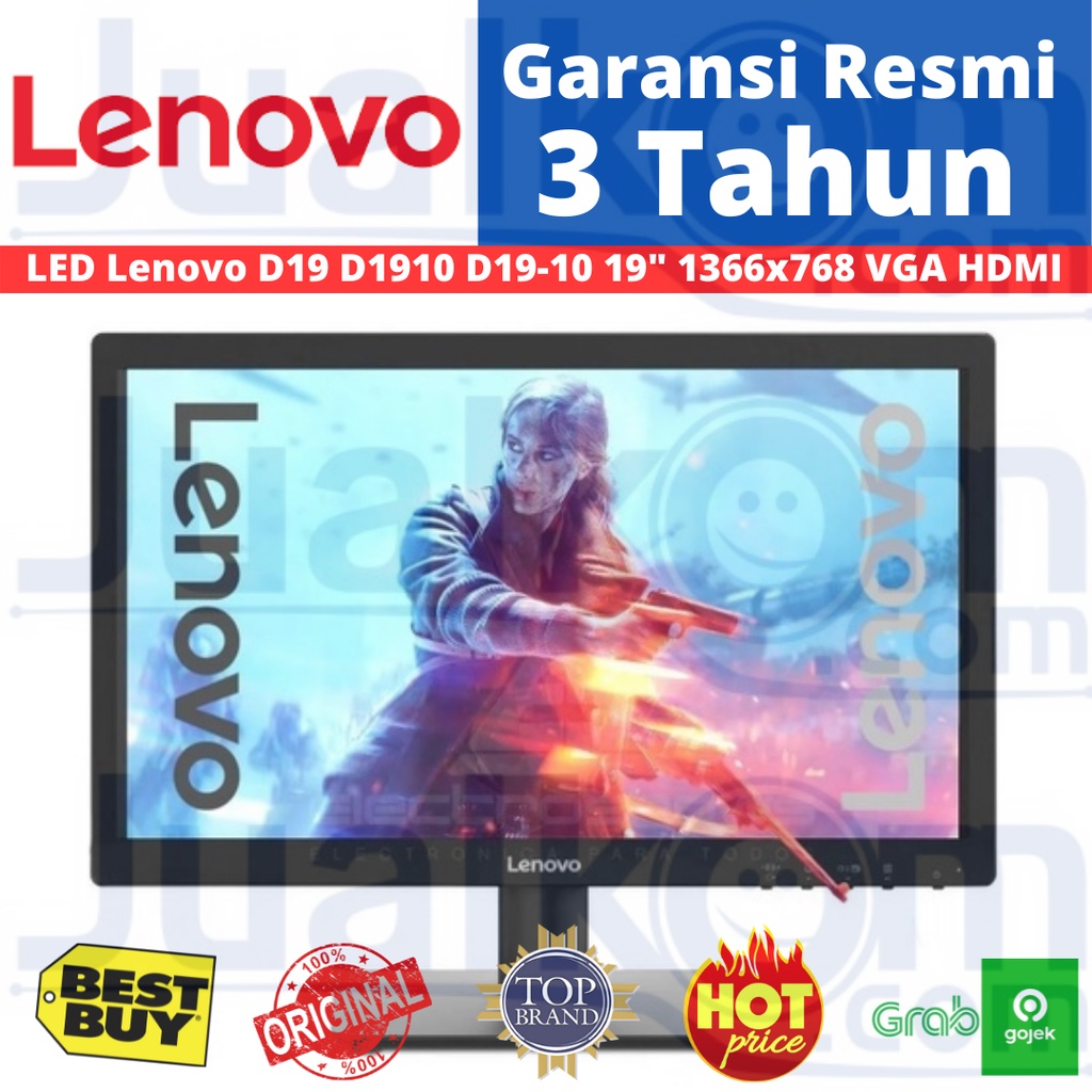 Monitor LED Lenovo D19 D1910 D19-10 19&quot; 1366x768 VGA HDMI