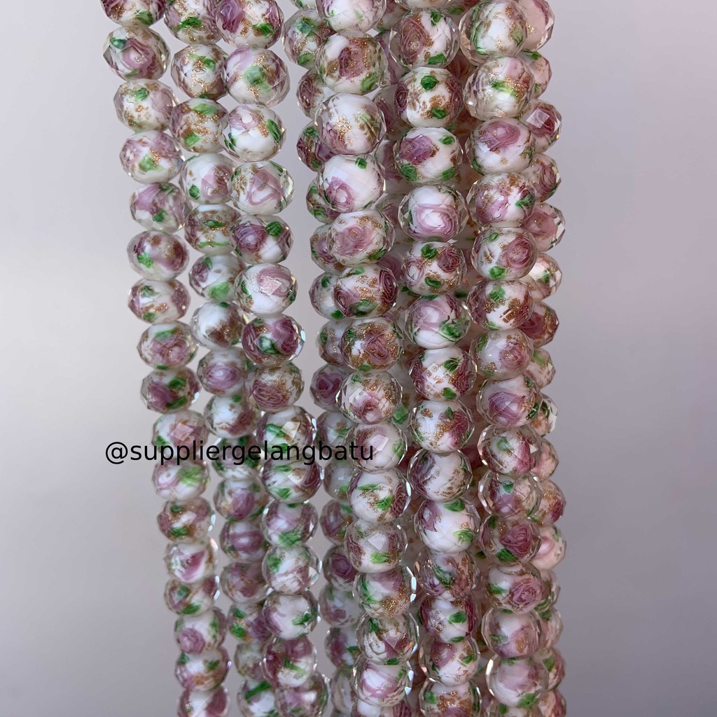 Lampwork Crystal Murano 12x10mm bahan kristal ceko mawar putih white