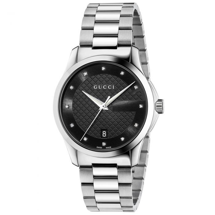 Gucci Timeless Black Diamond Unisex Watch / Jam Tangan Pria