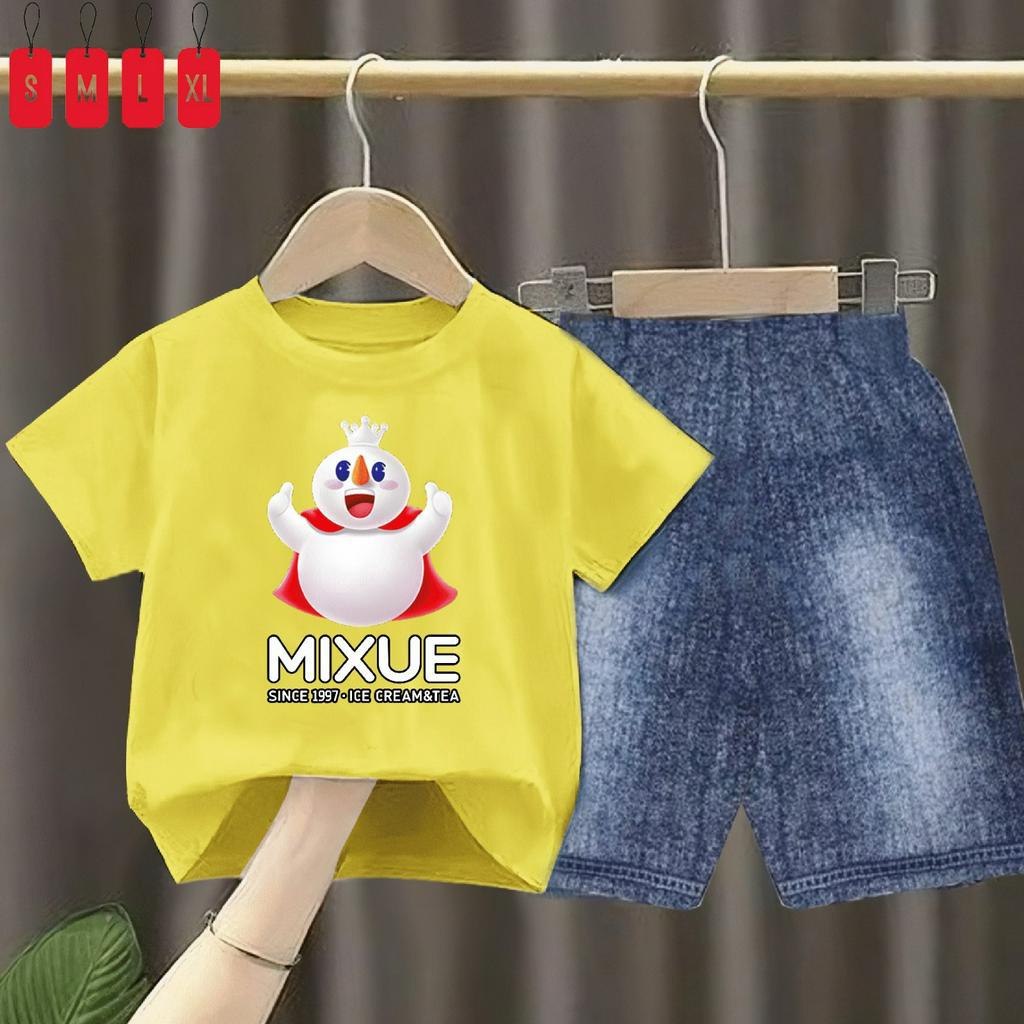 Setelan Anak Kaos Mixu 06  /oneset Celana Semi jeans Size S,M,L,XL