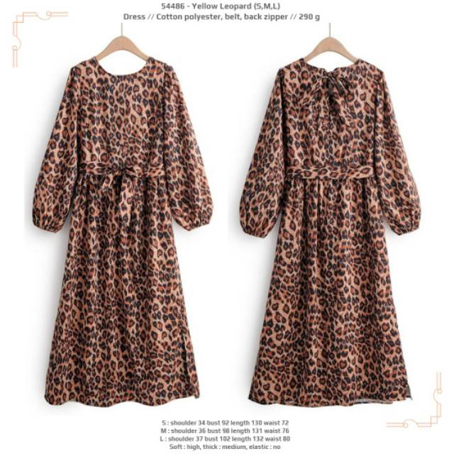 Dress panjang premium coklat motif macan lengan panjang